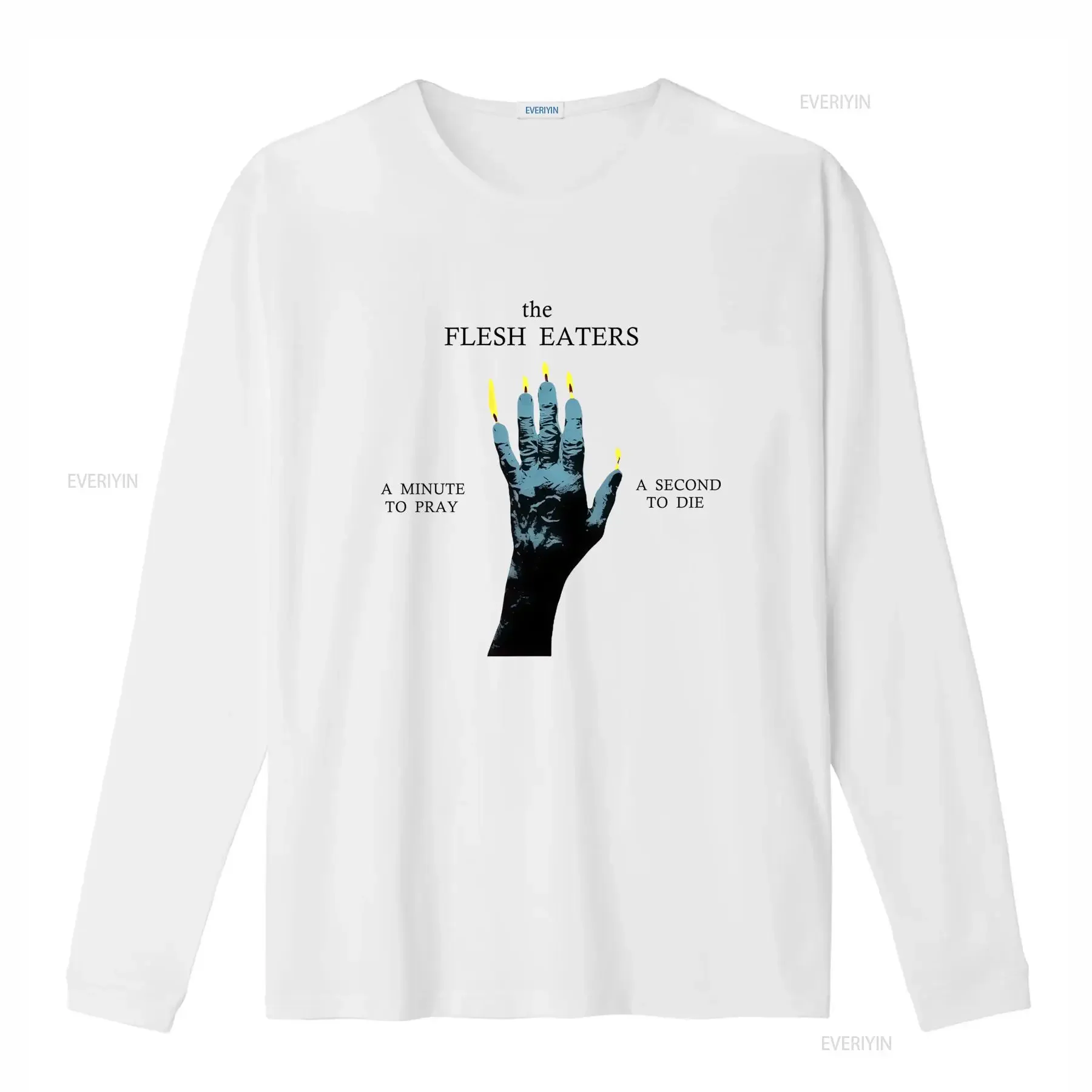 FLESH EATERS T Shirt A Minute to Pray Second Die Design Stylish Print for Men Large Size vintage Washed Versatile Breathable