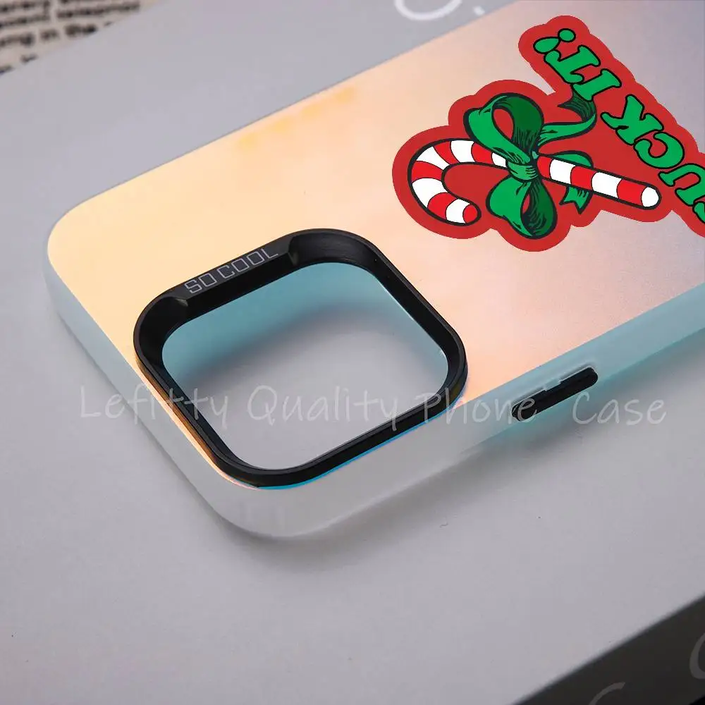 Engraçado presentes de natal caso de telefone para iphone 16 15 14 13 12 11 pro max fosco aurora multicolorido laser metálico gradiente funda