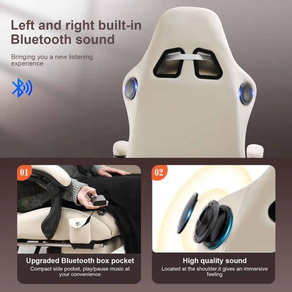 Gaming Chair, Computer Chair with Footrest and Bluetooth Speakers, High Back Ergonomic Gaming Chair image 4