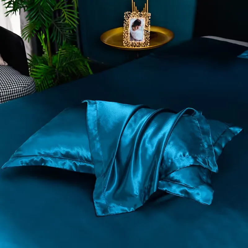 1pcs Man-made Mulberry Silky Pillowcase Zipper Pillow Case Cover Satin Home Textile Bedding Hotel Pillowcases