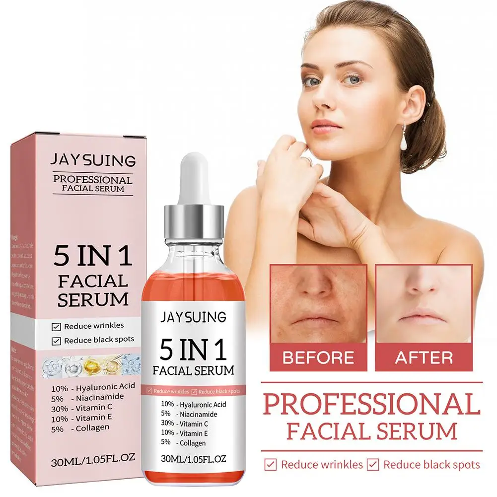 Nieuwe 5 In 1 Gezicht Serum Hydraterende Whitening Anti Rimpel Veroudering Vitamine C Hyaluronzuur Gezicht Serum Krimp Poriën Huidverzorging