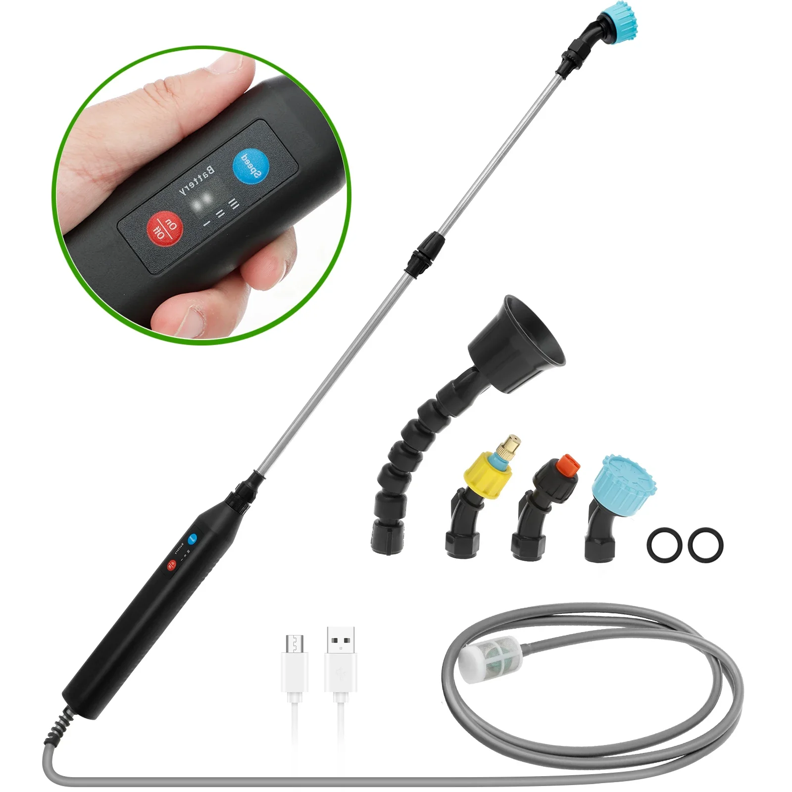 Retractable Electric Sprayer Wand Irrigation Tool 4 Mist Nozzles Garden Plant Pesticide Spray Tree Lawn Watering Accessories