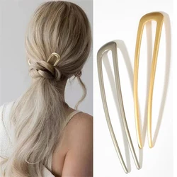 Horquillas para el cabello en forma de U de Metal estilo francés, horquillas para mujer, palillos para el cabello, accesorios para peinados de novia, pasadores de horquillas doradas plateadas