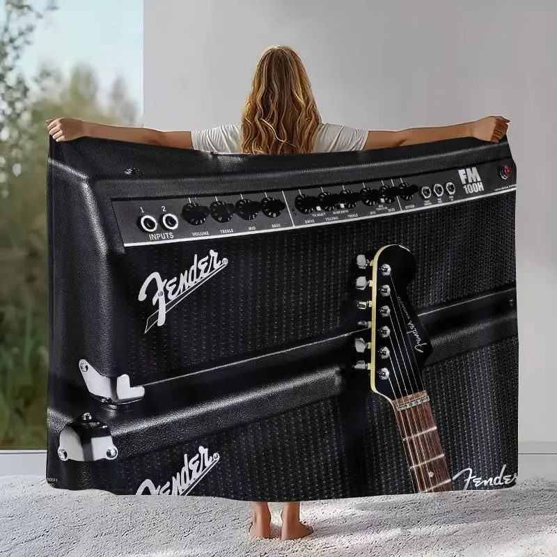 Fender Guitar Theme Rock Music Soft Flannel Throw Blanket,Cozy Warm Blanket for Bed,Sofa,Living Room,Picnic,Camping,Home Decor