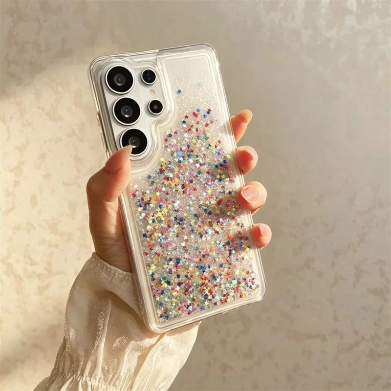 Colorful Stars Glitter Quicksand Case for Samsung S23 S24 S25 S26 Ultra Shell Soft Silicone Phone Cover Clear Moving Sand Fundas