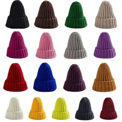Winter Hat Female Unisex Cotton Blends Solid Warm Soft HIP HOP Knitted Hats Men Caps Women Skullies Beanies Girl Wholesale