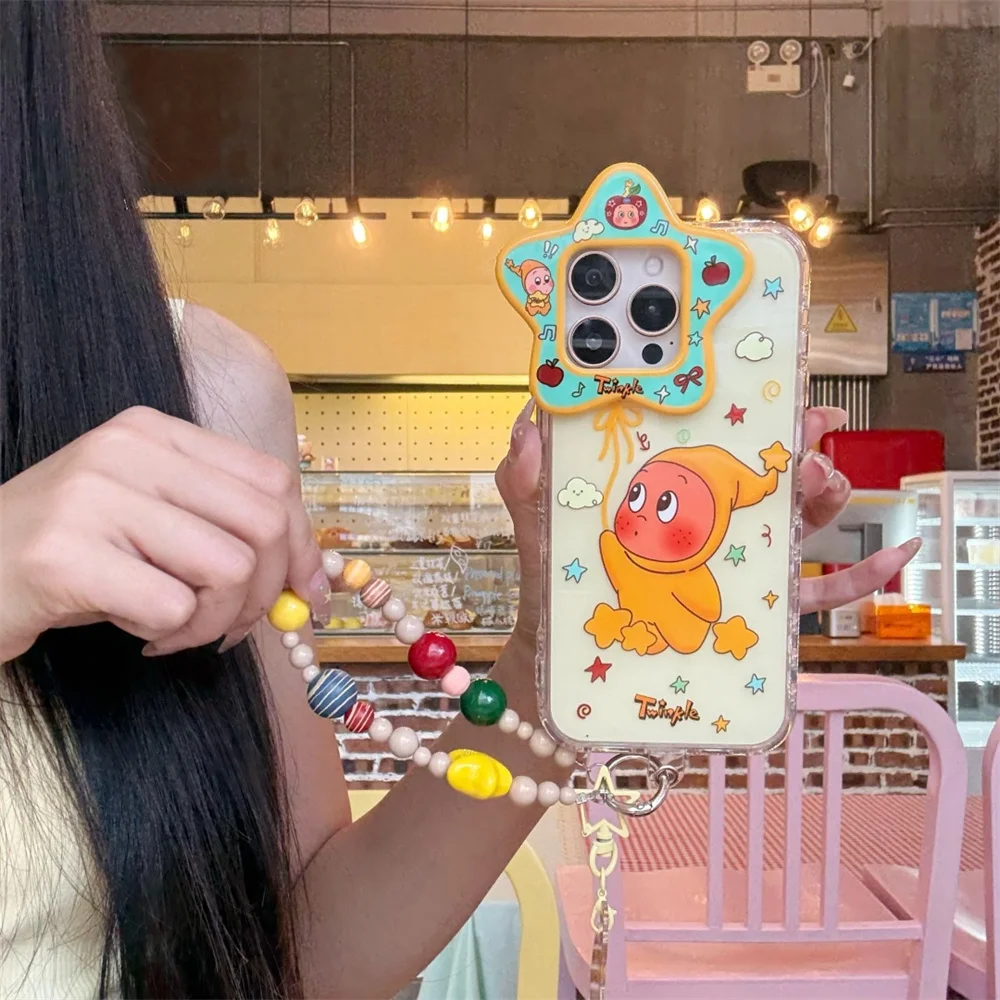 

Kawaii bow star baby phone case for iPhone 13 14 16 15 Pro Max with hinges 3D star Lovely Anti-fall Protection Cover For 16 Case