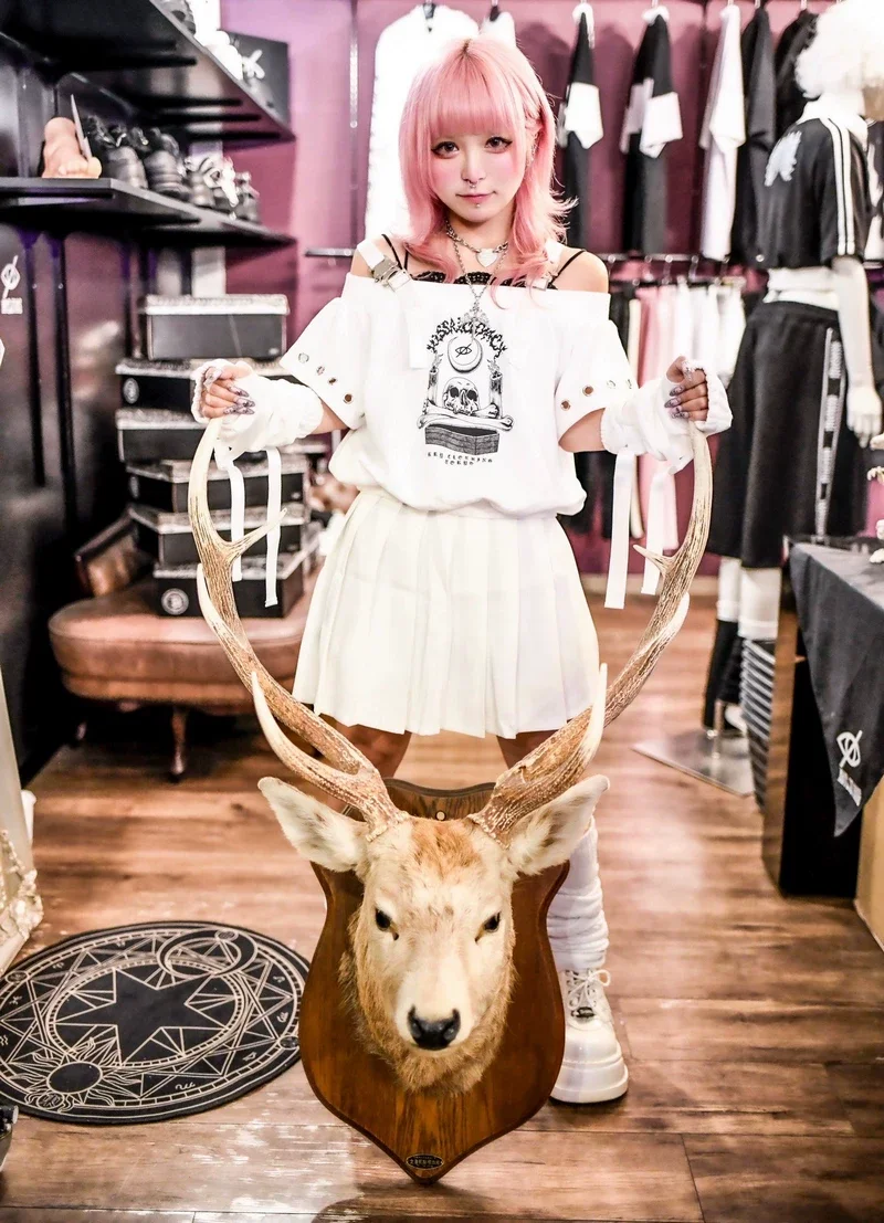 Y2k T-shirt for Summer Japanese Harajuku Short Sleeve Tees Subculture Mass-produced Printed Gothic Style Short Sleeved Top