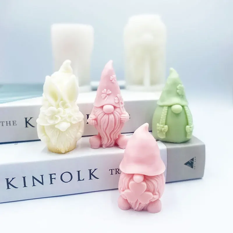 3d Dwarf Silicone Candle Mold Cute Santa Claus Portrait Crafts Resin Plaster Soap Molds Diy Chocolate Baking Tools Home Gifts