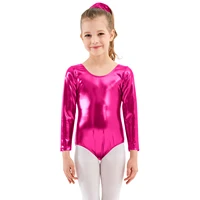 AOYLISEY-leotardos metálicos brillantes para baile de Ballet para niñas, Body de gimnasia de manga larga, mamelucos dorados, disfraz de licra, ropa para niños