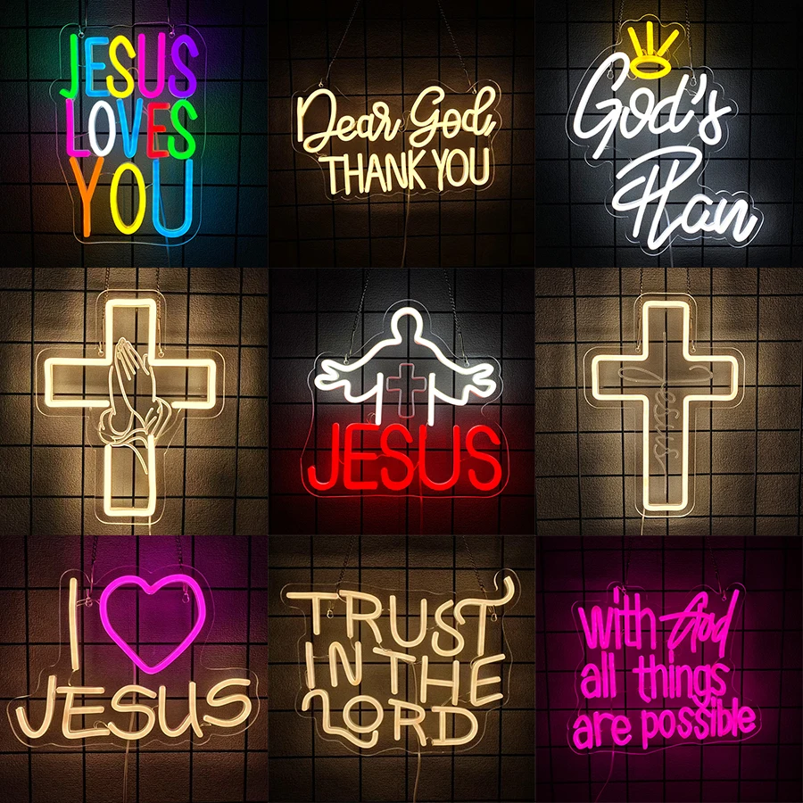 

Иисус любит тебя неоновая вывеска крест неоновый свет для декора стен светодиодная подсветка вывеска для дома Христос церковь свадьба день рождения декор