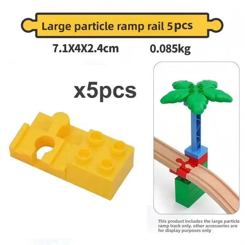 5pcs Wooden Train Track Accessories Large Particle Sloping Tracks Connectors Adapters fit For Brand Wooden Tracks Toys for Kids