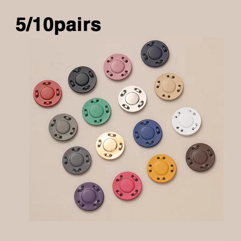 

5/10pairs Invisible Magnet Metal Multicolor Buttons Handmade DIY Sewing for Coat Jacket Bag Wallet Clothing Cardigan Accessories