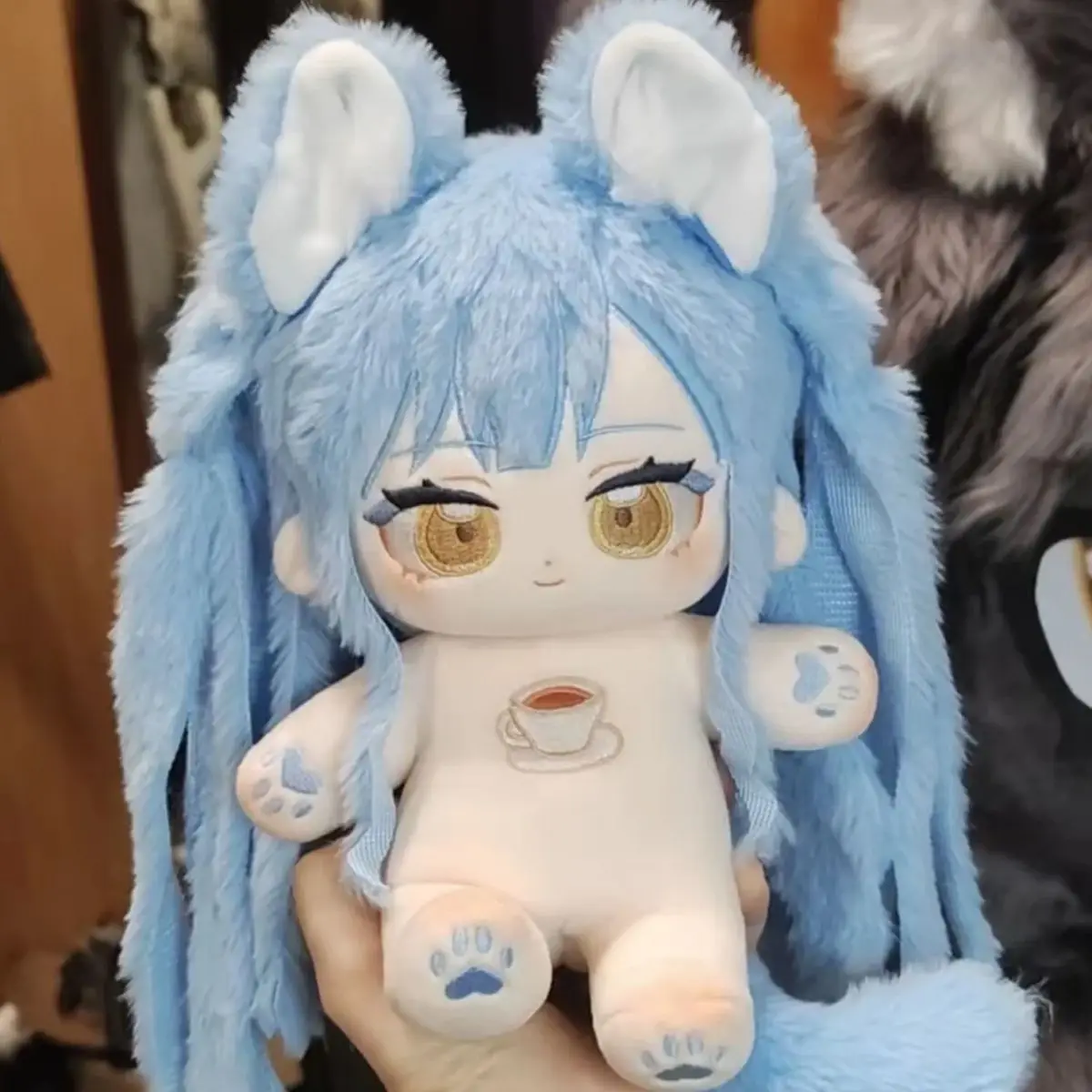 

20cm Anime Game Bangdream Dress-up Dolls Kawaii Ear Cosplay Cotton Stuffed Plush Doll Body With Skeleton Plushie Toys Figure