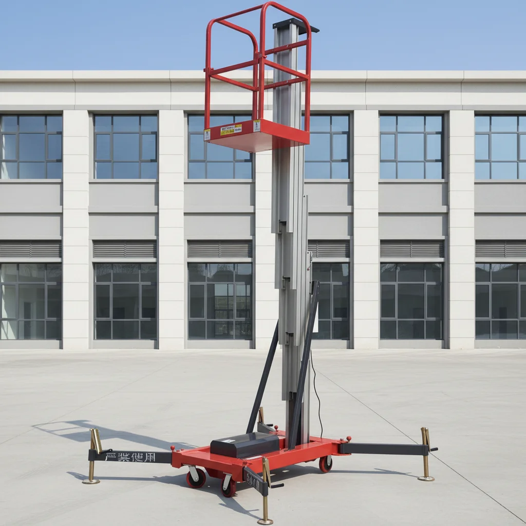 Cheap Price 6M 12M 120KG Electric Man Lift Platform Hydraulic Personal Single Mast Lift Vertical Mast Lift customized