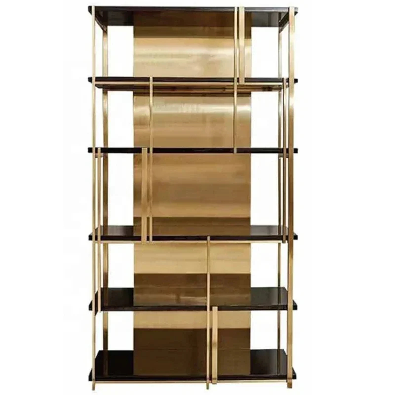 Modern Personality Stainless Steel Bookshelf Display Rack Creative Storage Rack Luxury Bookcase