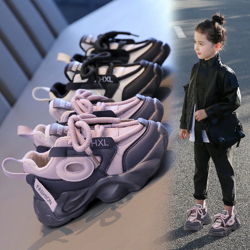 Zapatos deportivos para niña, calzado versátil de malla con suela suave, a la moda, para primavera y otoño, 2024