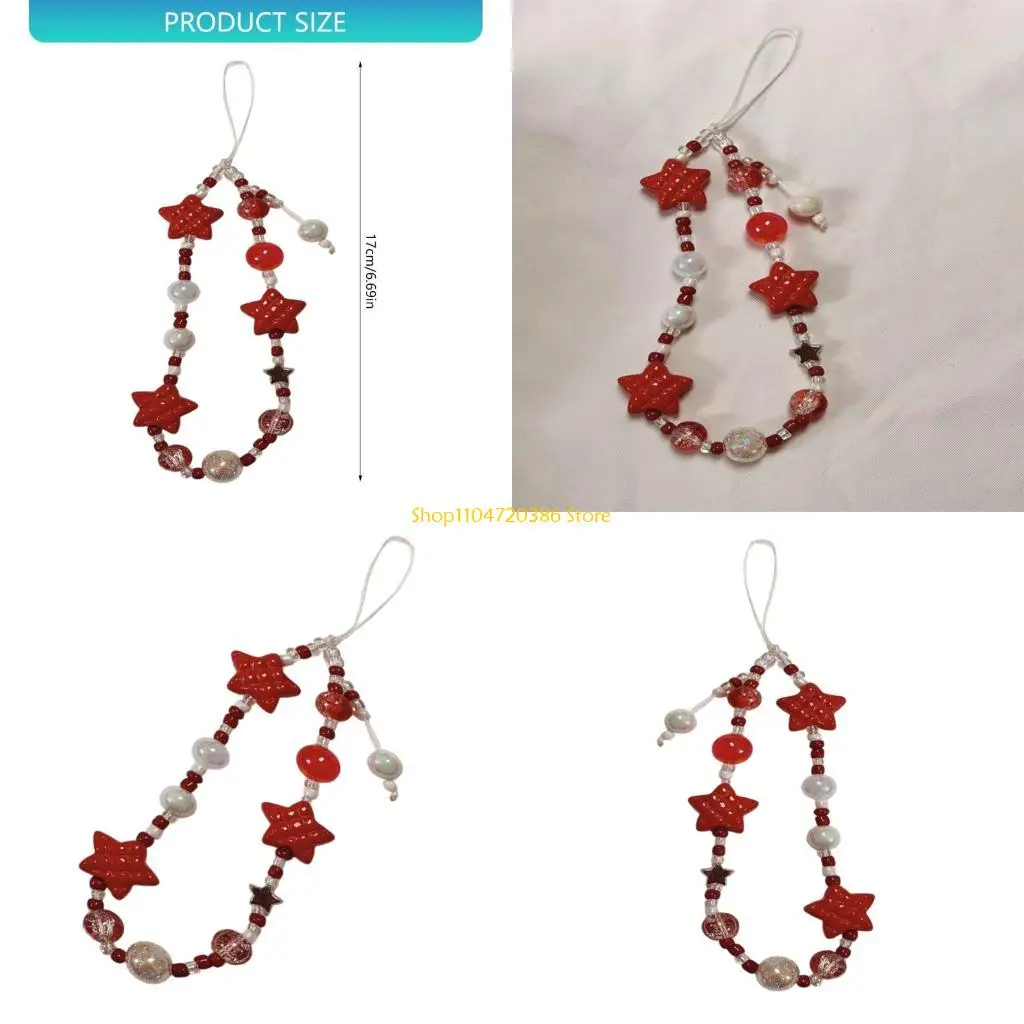 

K0EA Women Girls Cellphone Pendant Hanging Cord Beaded Telephone Strap Jewelry Chain