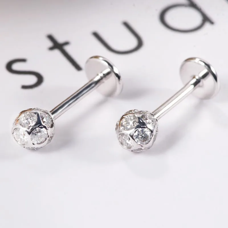 

Provence 18/14/10K White Gold DEF VVS Round Moissanite Captivating Globular Earrings For Women Trendy Customized Jewelry Gift