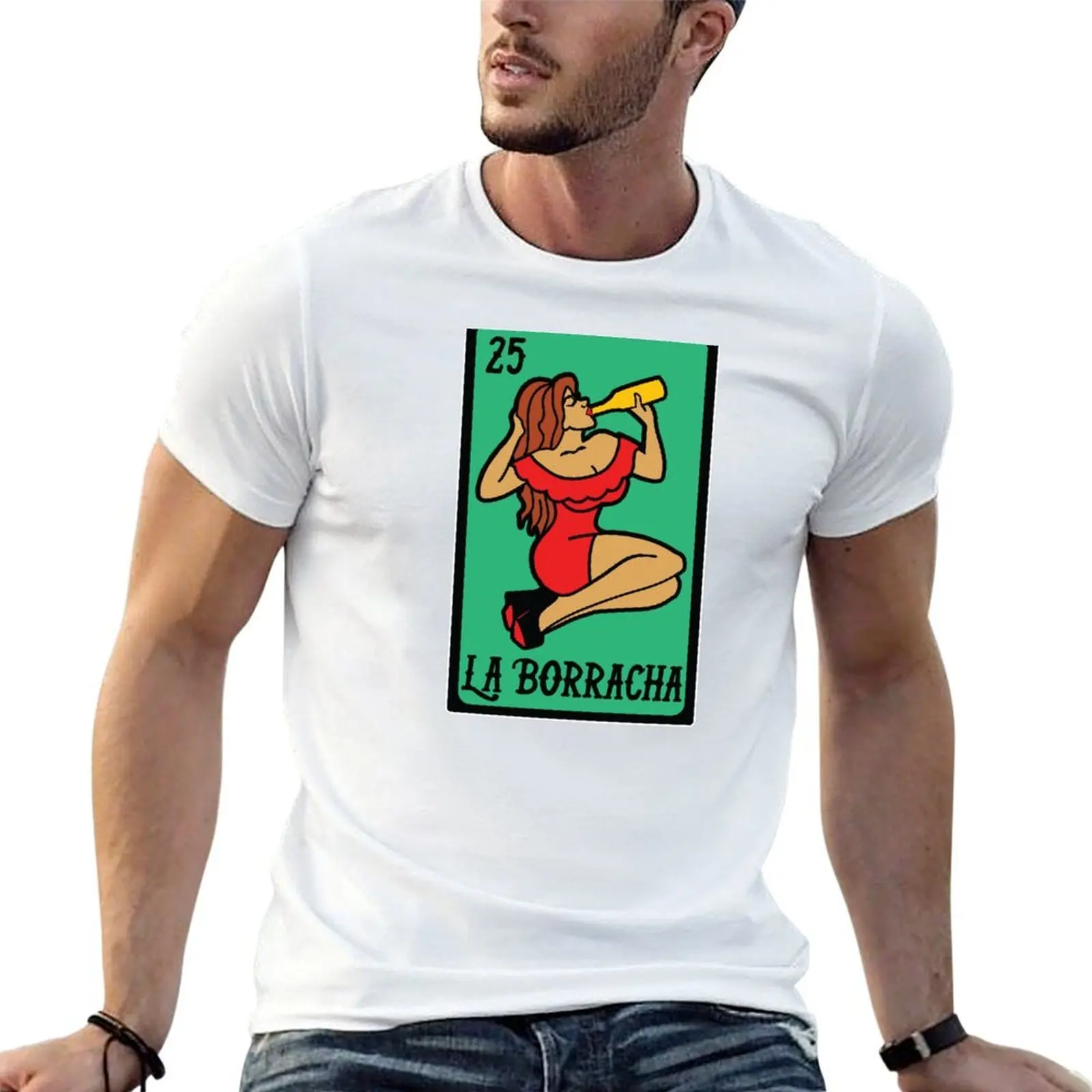 Camiseta La Borracha Loteria Card, camisetas de algodón para hombre, camisetas divertidas de algodón para hombre, camiseta informal para hombre