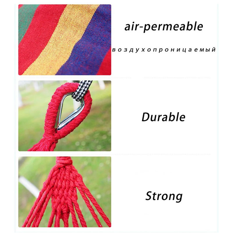 Outdoors Hammock Canvas Hammock with Wood Rod for Rollover Prevention Traveling Bushwalking Camping Hammock Sleeping Swing Hamak