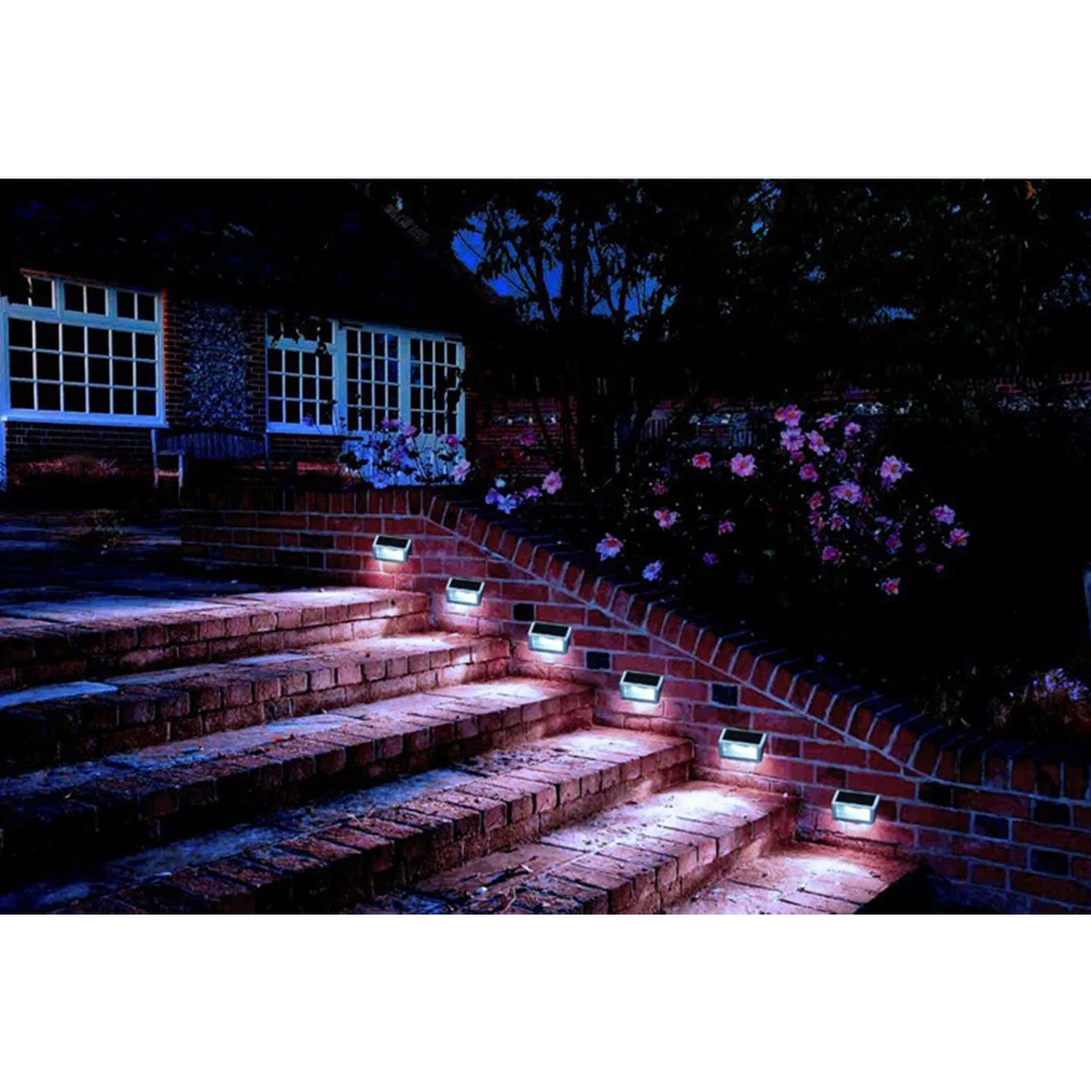 

6pcs Solar Lights Outdoor Stainless Steel Led Wall Light Auto On Off For Garden Courtyard Patio Pathway Street Lamp