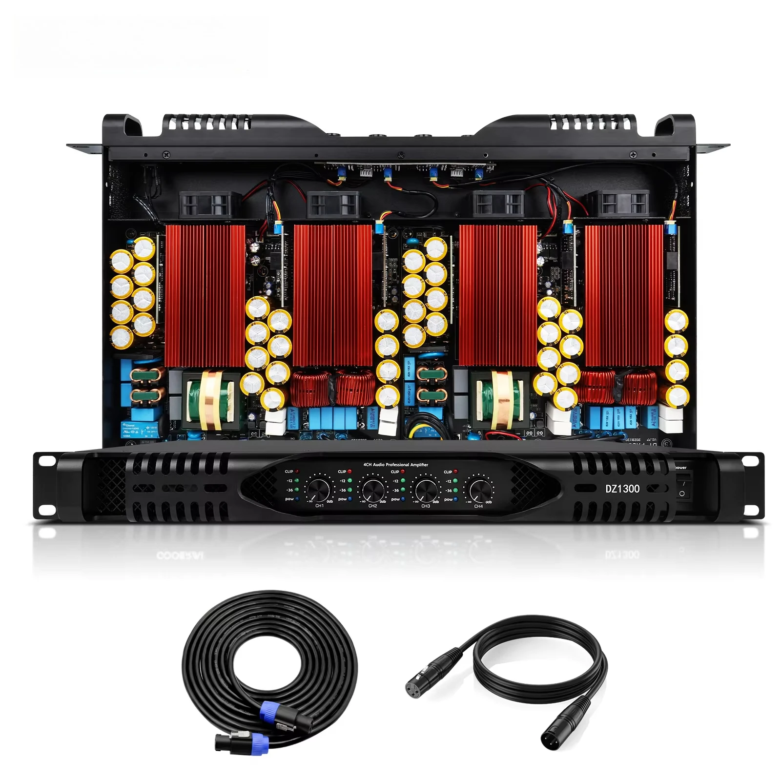 Class D Amplifier 1300W 4-Channel Pro Audio Stereo Karaoke Sound System 1U Digital Power Amplifier Receivers Amplifiers