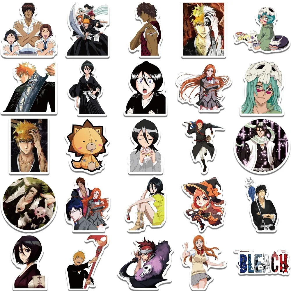 10/30/50pcs BLEACH Anime Stickers Cool Kurosaki Ichigo Cartoon Decals Skateboard Phone Case Laptop Waterproof Graffiti Sticker