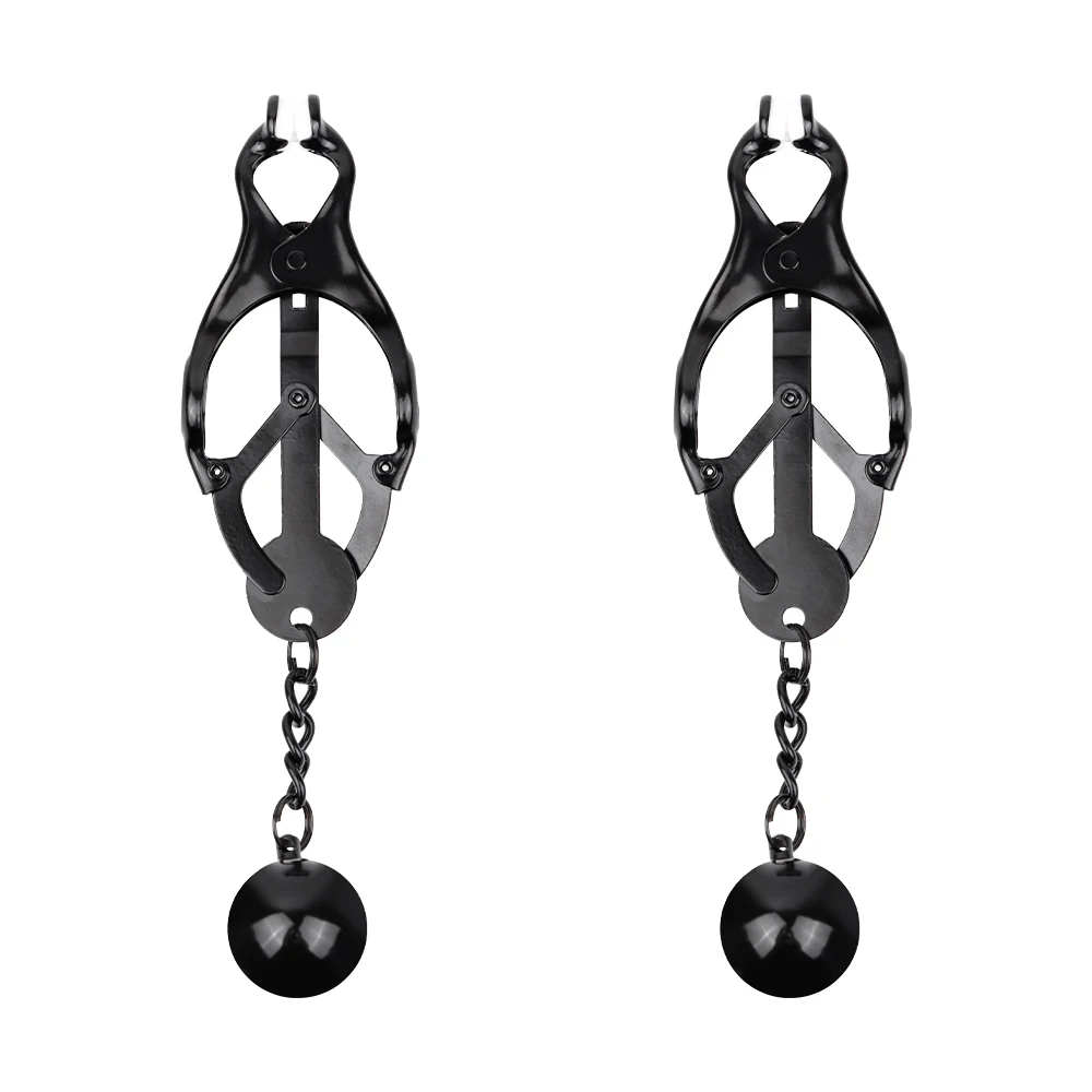 Large Metal Nipple Clamps with Weight Black Color Nipple Clips for Women Adult Sex Toys Women Nipple Jewelry SM Restraints