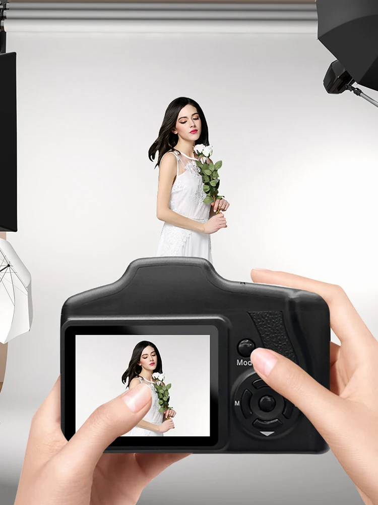 كاميرا رقمية بدقة 16 ميجابكسل مع شاشة LCD 2.4 بوصة وكاميرا تسجيل فيديو وتكبير رقمي 16 مرة للتصوير الفوتوغرافي والفيديو #5