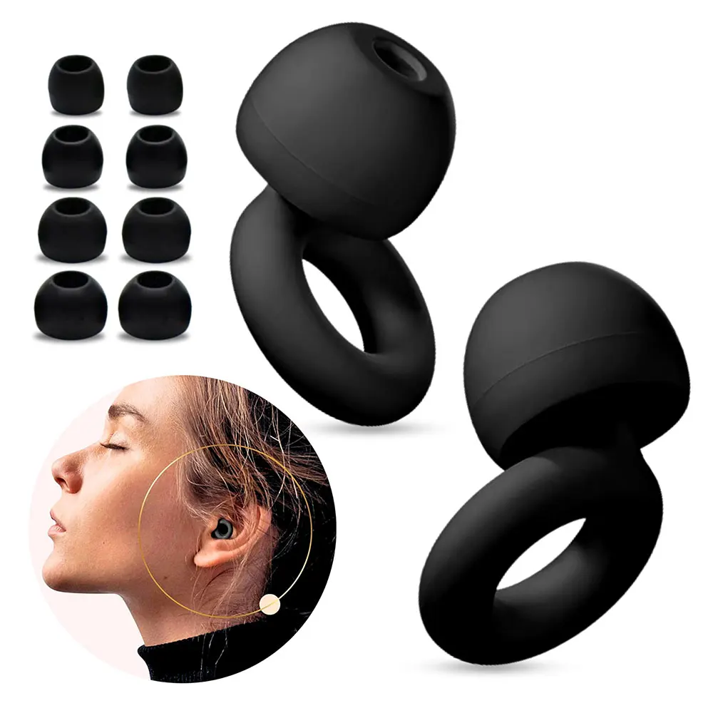 HUAK Silicone Earplugs – Comfortable Reusable, Reduces Noise for Sleep, Swim & Silent Settings XS/S/M/L