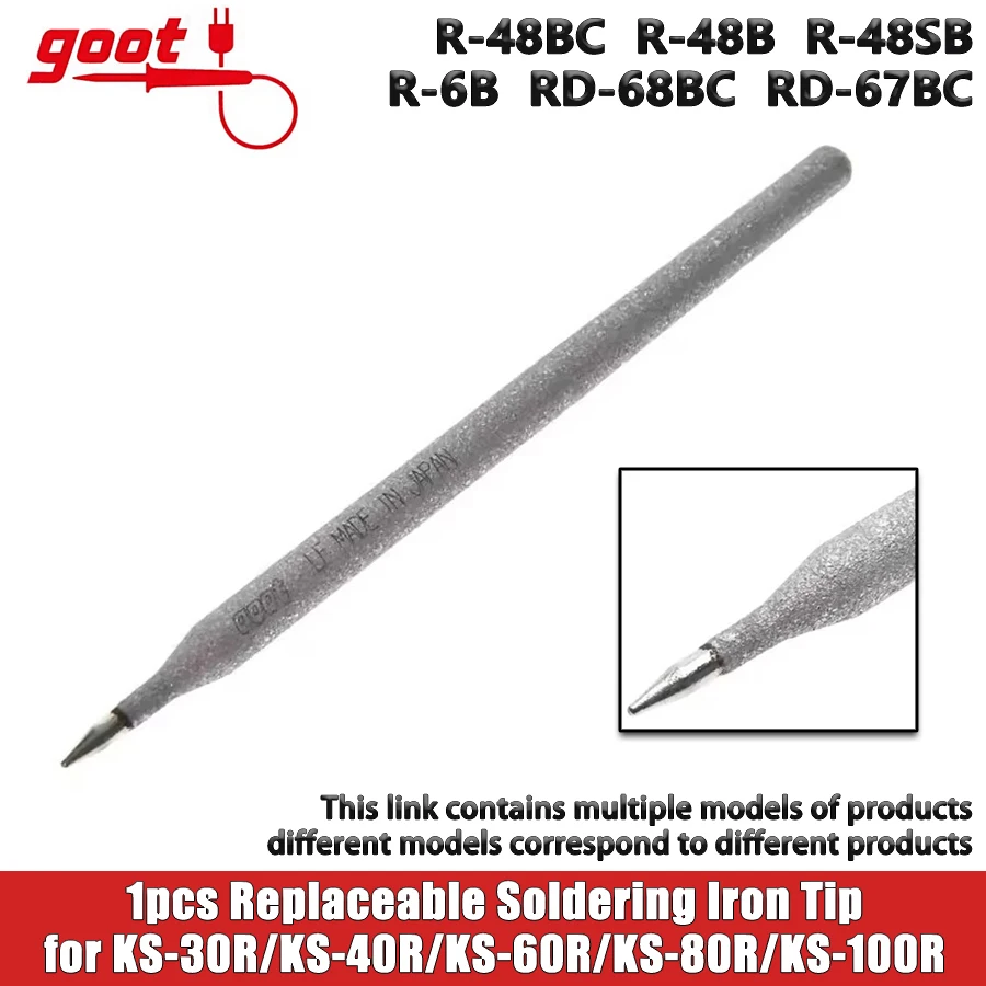 GOOT Replaceable Soldering Iron Tip for KS-30R/KS-40R/KS-60R/KS-80R/KS-100R Ultra Durable Long Life Soldering Tip Tool Accessory