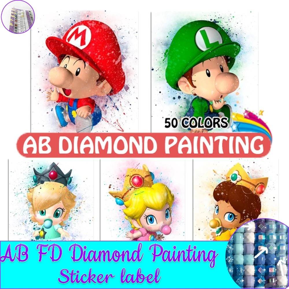 AB Colorful Diamond Painting Sonic Cartoon Game Worker New Collection 50 Colors Art Kits Anime Princess 5D DIY Full Drill Mosaic