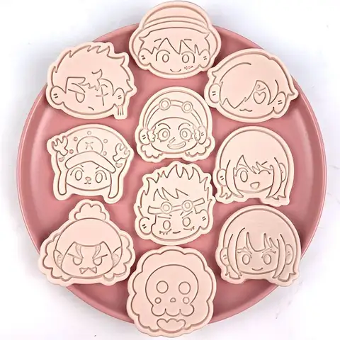 อะนิเมะOne Piece Luffy Zoroคุกกี้แม่พิมพ์น้ําตาลพลิกคุกกี้ตัดแม่พิมพ์ 3D Pressableบิสกิตแม่พิมพ์ครัวเบเกอรี่Pastryเครื่องมือ