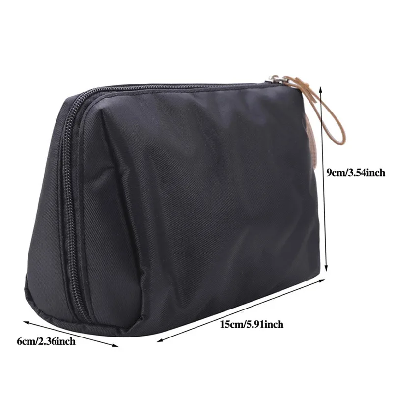 Women Cosmetic Bag Waterproof Nylon Solid Color Makeup Pouch Travel Portable Wash Toiletry Storage Bag Organizer Purse