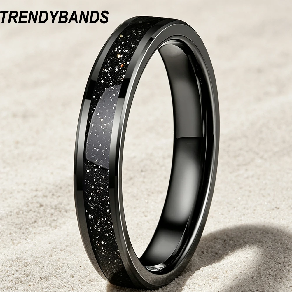 

4mm Tungsten Carbide Rings Wedding Band for Men Women Engagement Jewelry Opal Inlay Polished Shiny Comfort Fit