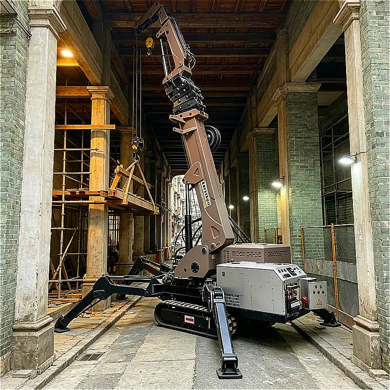 Reach Spider Crane Portable Tracked Mobile Lifter for Rooftop Building Material 8Ton Customized High Efficiency