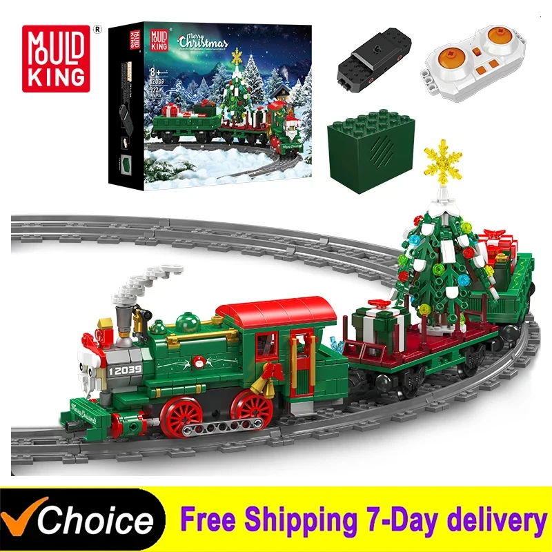 Mould King 12039 Technical Christmas Train Building Block The Remote Control Winter Holiday Model Assembly Toys For Kids Gifts