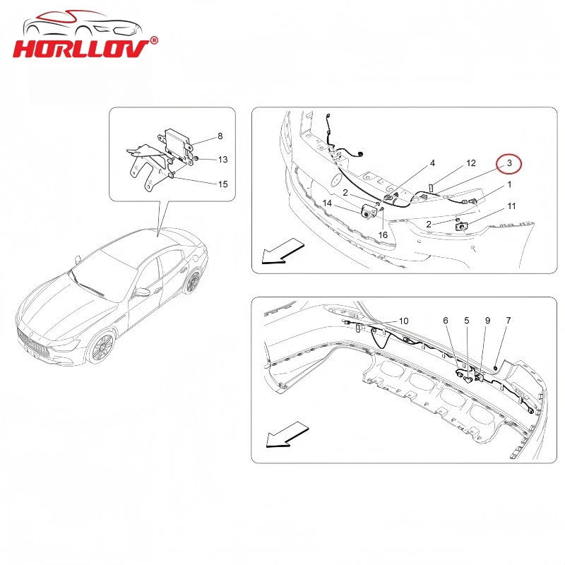 سرعة خط استشعار وقوف السيارات المصد الأمامي لمازيراتي جيبلي 2013-2016 670004438