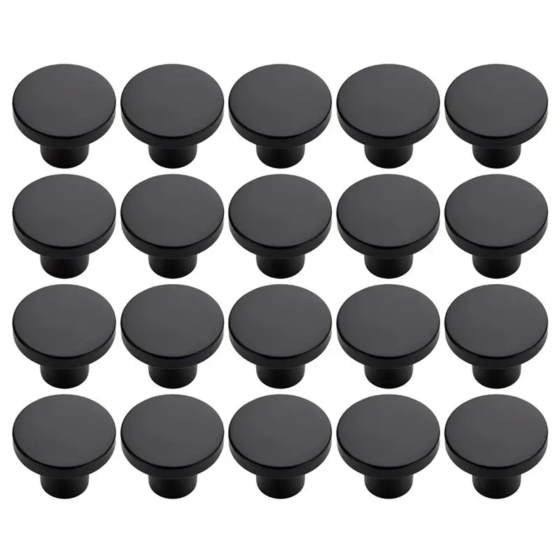 

RMWIN - Ручки для кухонных шкафов - круглые черные ручки, 20 штук в упаковке, для дверец шкафов, комодов и гардеробов