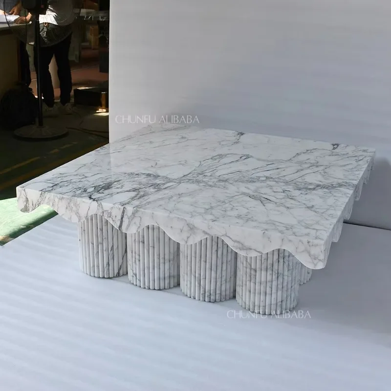 Nordic Modern Furniture Modern Living Room Furniture Travertine Limestone Table Natural Arabescato Marble Coffee Table