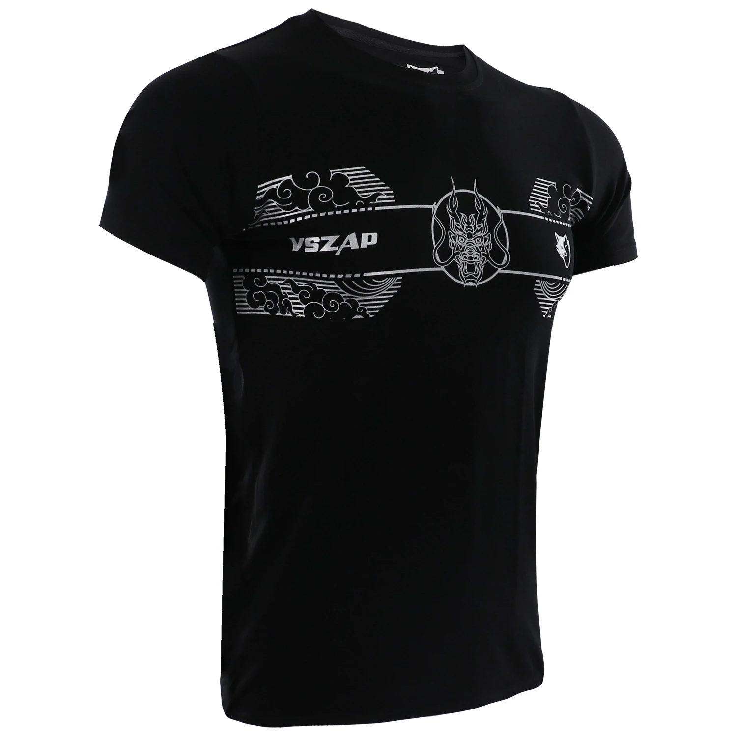 VSZAP The Year of the Loong Sports Muay Thai T-shirt z krótkim rękawem i nadrukiem, bawełniane ubrania do biegania na co dzień, top do fitnessu