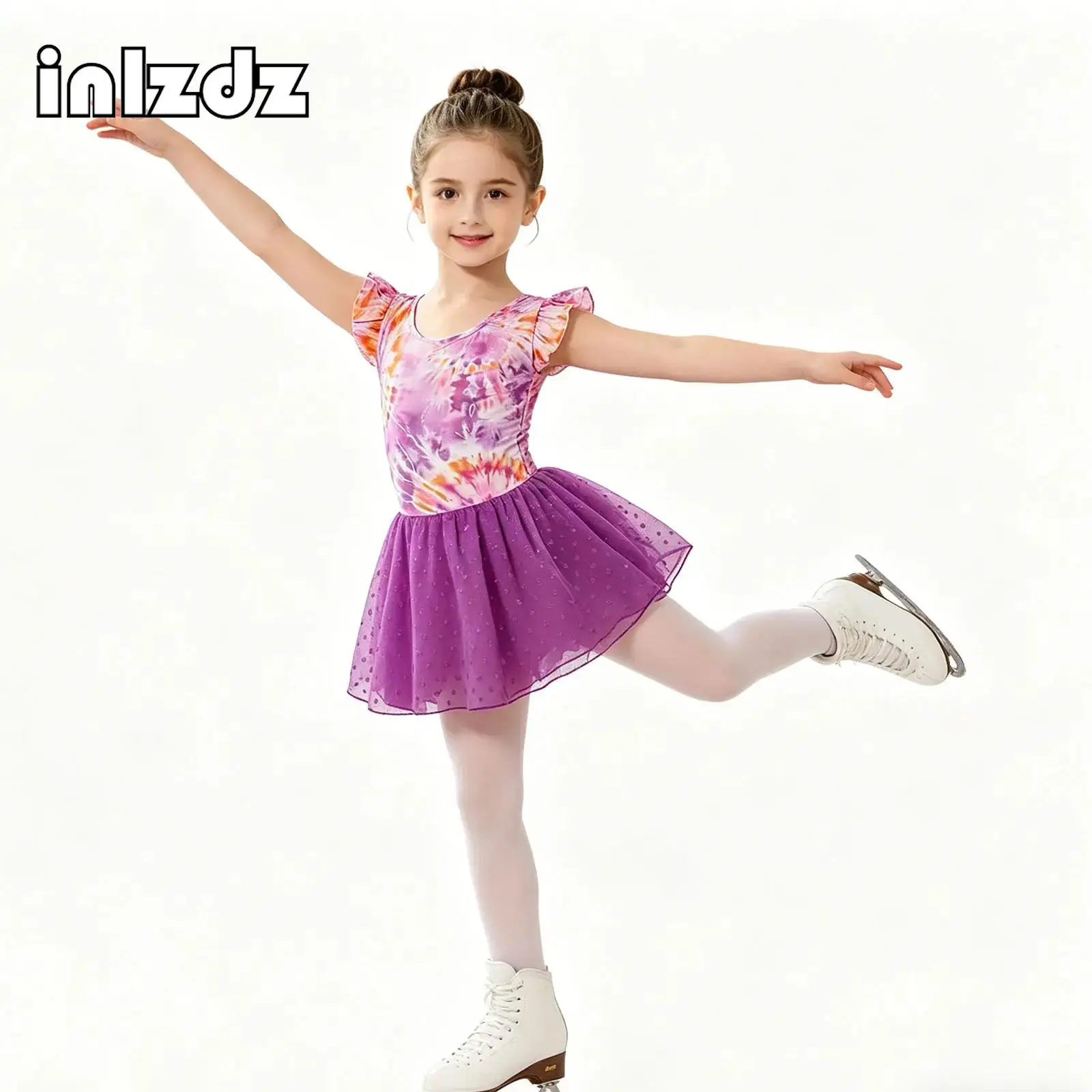 

Girls Ruffled Sleeve Floral Ballet Leotard Dress for Kids Ballet Dress Dance Wear Ballerina Outfits for Performance Competition