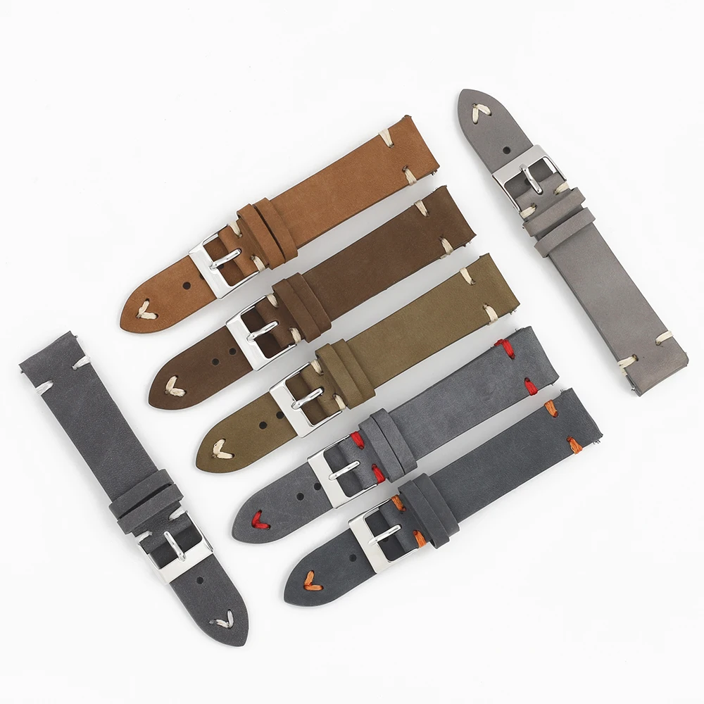 

Vintage Genuine Leather Watchband 18mm 19mm 20mm 21mm 22mm 23mm Watch Strap Quick Release Wrist Bracelet Accessories for Men