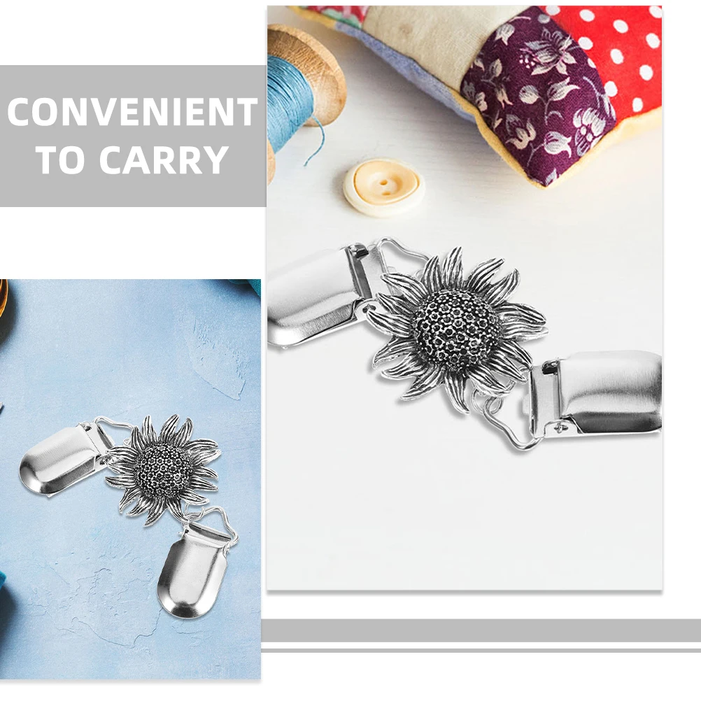 

2Pcs Cardigan Women Shawl Metal Sweater Clips Brooch Vintage Flowers Metal Sweater Clip Accessories Dress