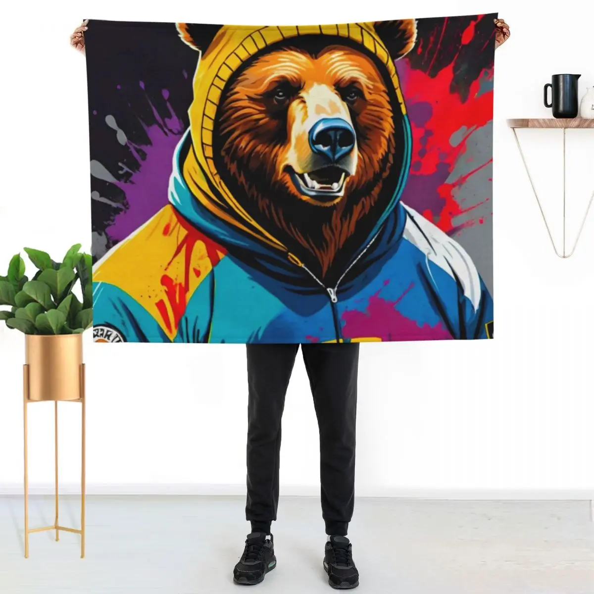 

Grizzly Hooligan: Fierce and Untamed Throw Blanket Soft Plush Blanket as Housewarming Gift