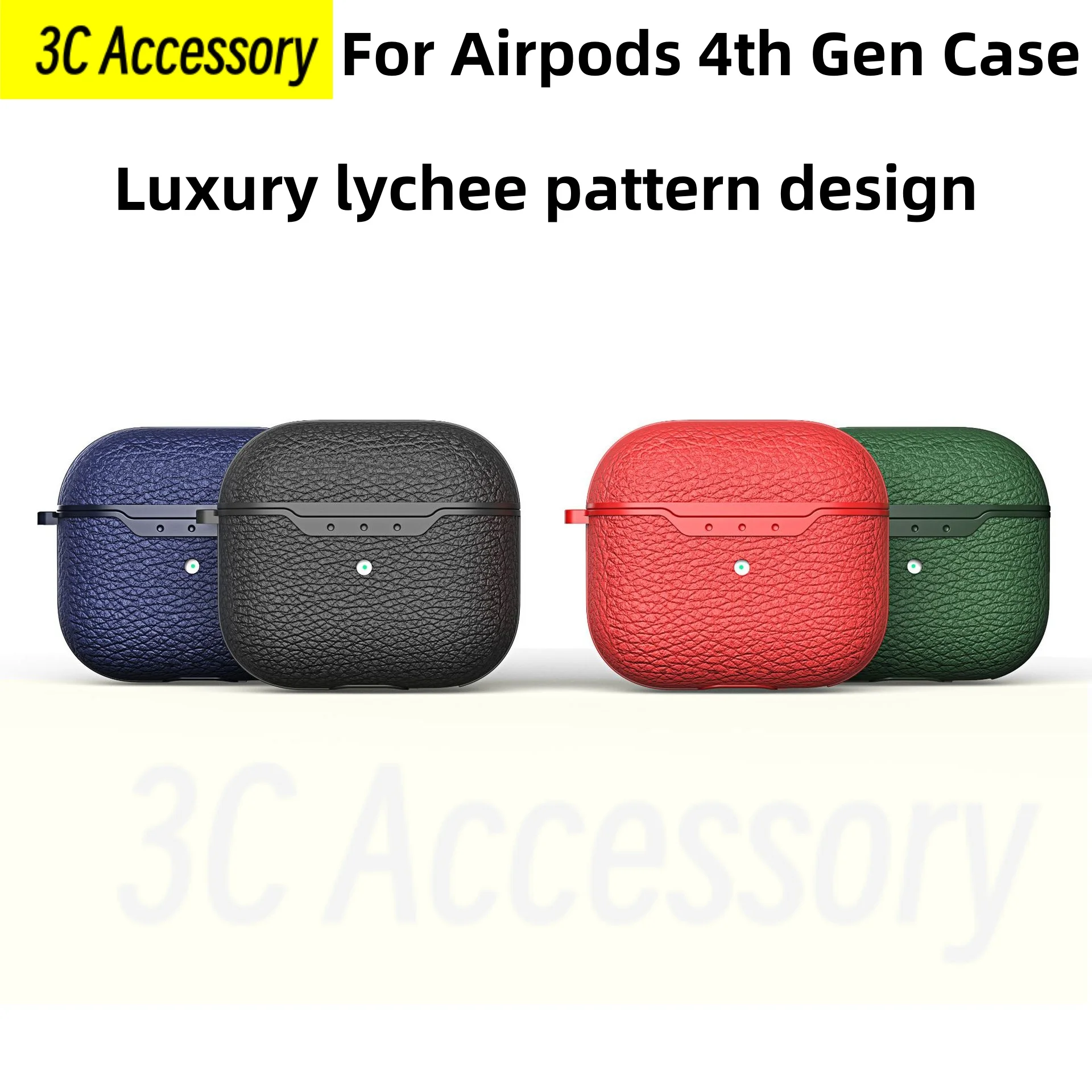 2024 novo para airpods 4th gen USB-C coque luxo lichia padrão design anti queda casos protetores para airpods 4 th/3 capa funda