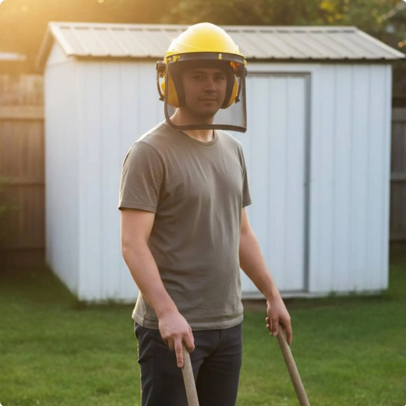 Brush Cutter Safety Helmet Wide View Safety Helmet with Mesh Face Guard Safety Headwear Shock-Resistant Resistant for Gardening