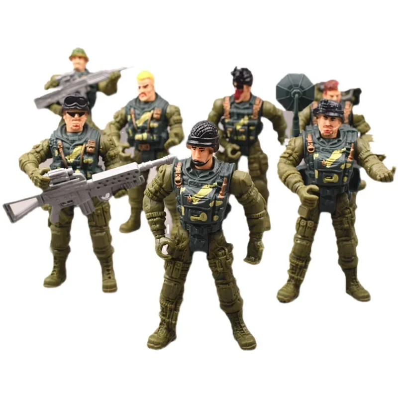 Mini plastikowe zabawki wojskowe ruchome stawy siły specjalne broń mężczyzna żołnierz zestaw modeli do dekoracji z II wojny światowej