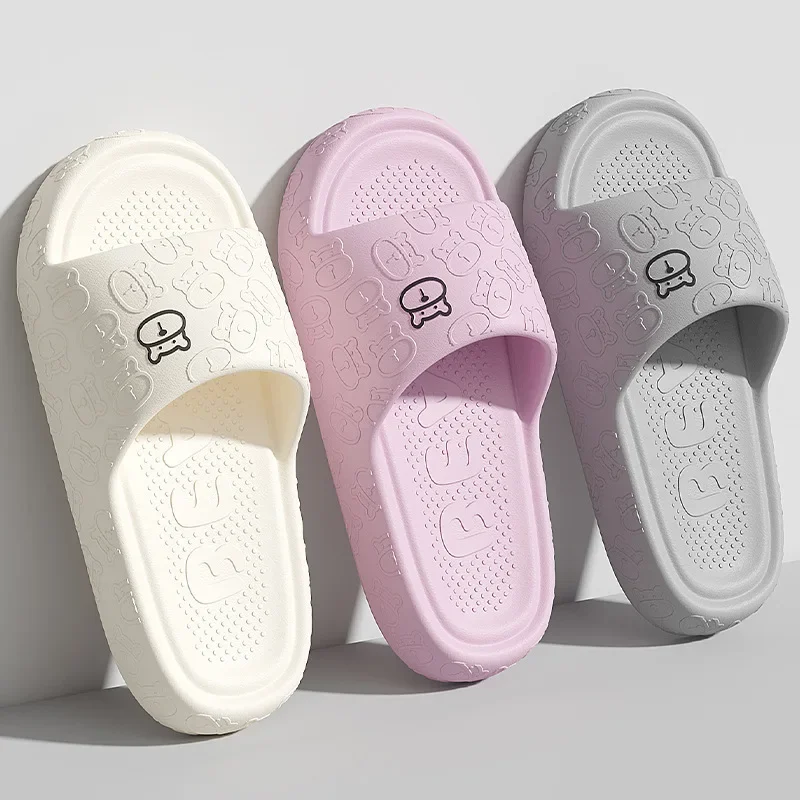 Slippers Indoor House Soft-Soled Slip-Feeling Slippers For Couples, Bathroom Bear Cool Slippers, Men's Outdoor Slippers Woman